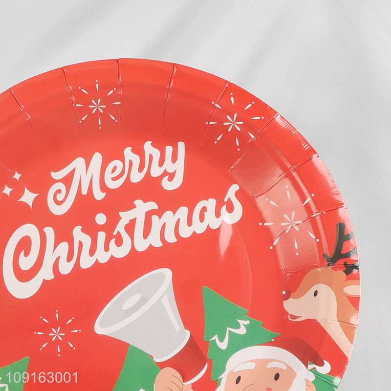Hot Selling 10 Pieces 7 Inch Disposable Christmas Party Paper Plate Dessert Plates