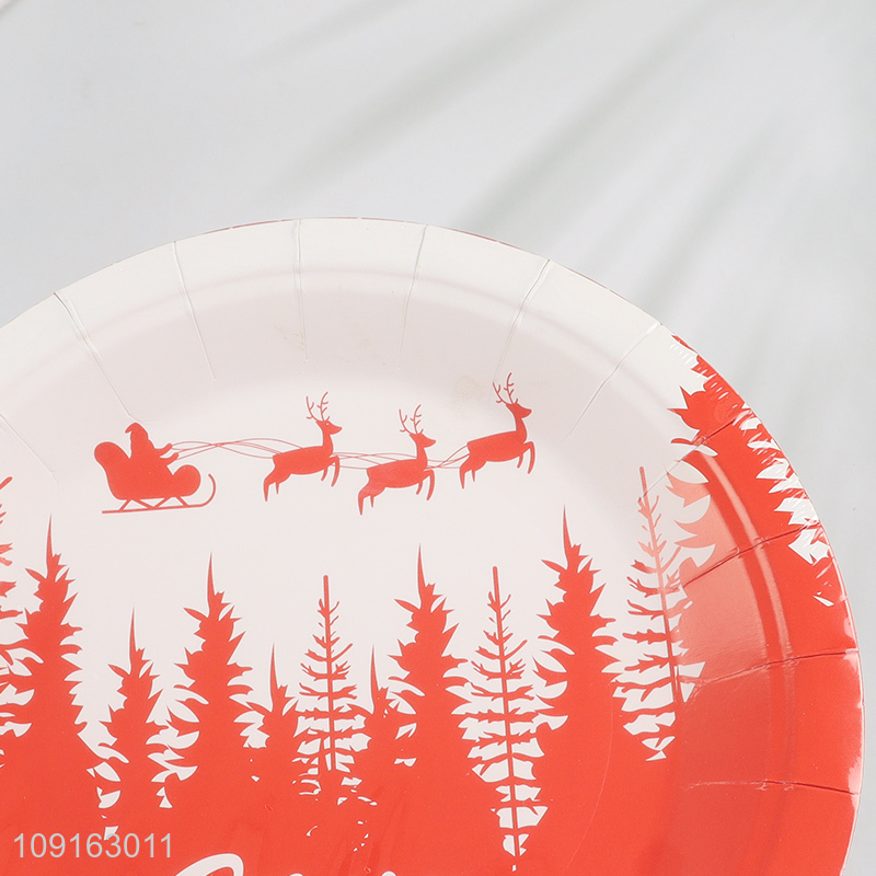 Popular Product 10 Pieces 7 Inch Disposable Party Paper Plates for Christmas Party