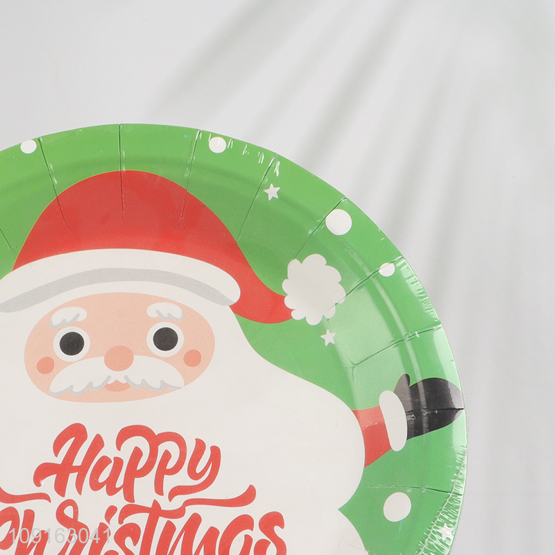 High Quality 10 Pieces 7 Inch Disposable Christmas Party Paper Plates for Appetizers