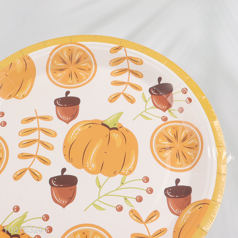 Hot Selling 10 Pieces 9 Inch Disposable Thanksgiving Fall Paper Plate Dessert Plates