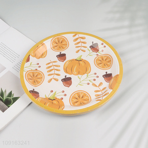 Hot Selling 10 Pieces 9 Inch Disposable Thanksgiving Fall Paper Plate Dessert Plates