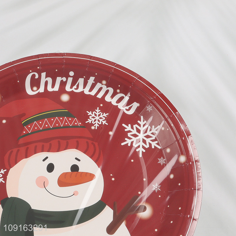 Factory Supply 10 Pieces 9 Inch Christmas Party Paper Plates Disposable Paper Plates