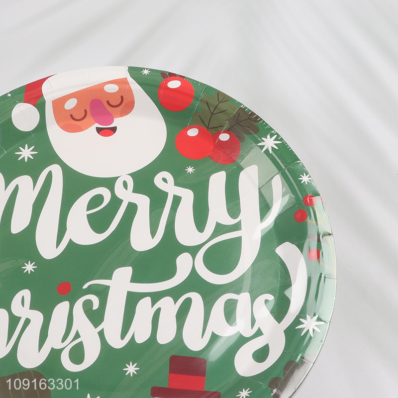 Hot Selling 10 Pieces 9 Inch Disposable Christmas Party Paper Plate Dessert Plates