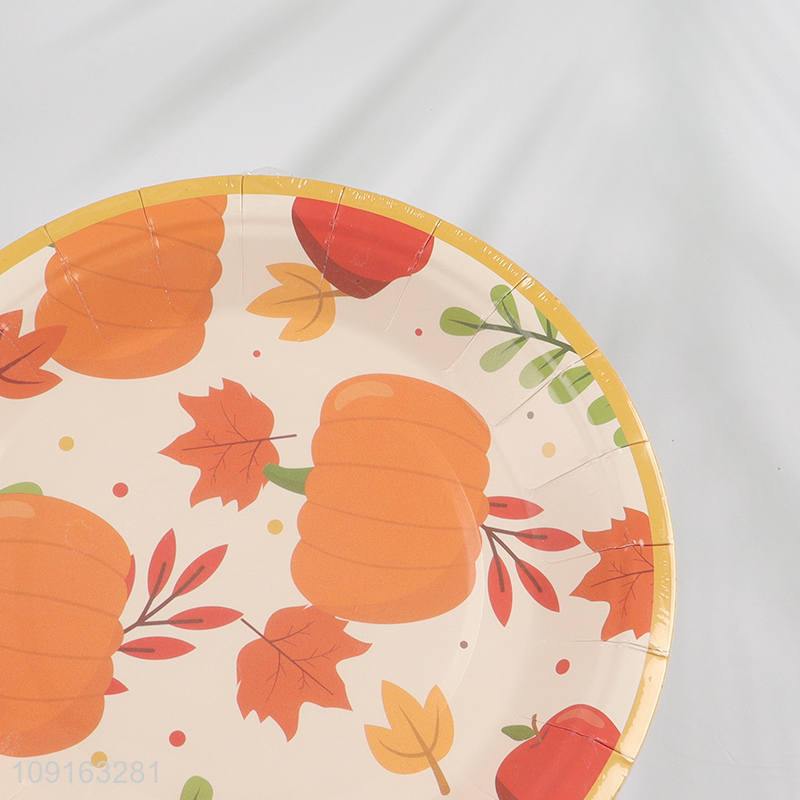 High Quality 10 Pieces 7 9 Inch Disposable Thanksgiving Fall Paper Plates for Appetizers