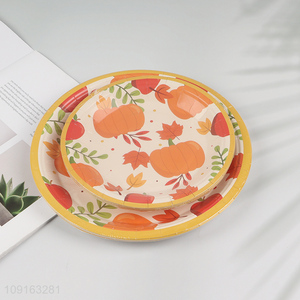 High Quality 10 Pieces 7 9 Inch Disposable Thanksgiving Fall Paper Plates for Appetizers