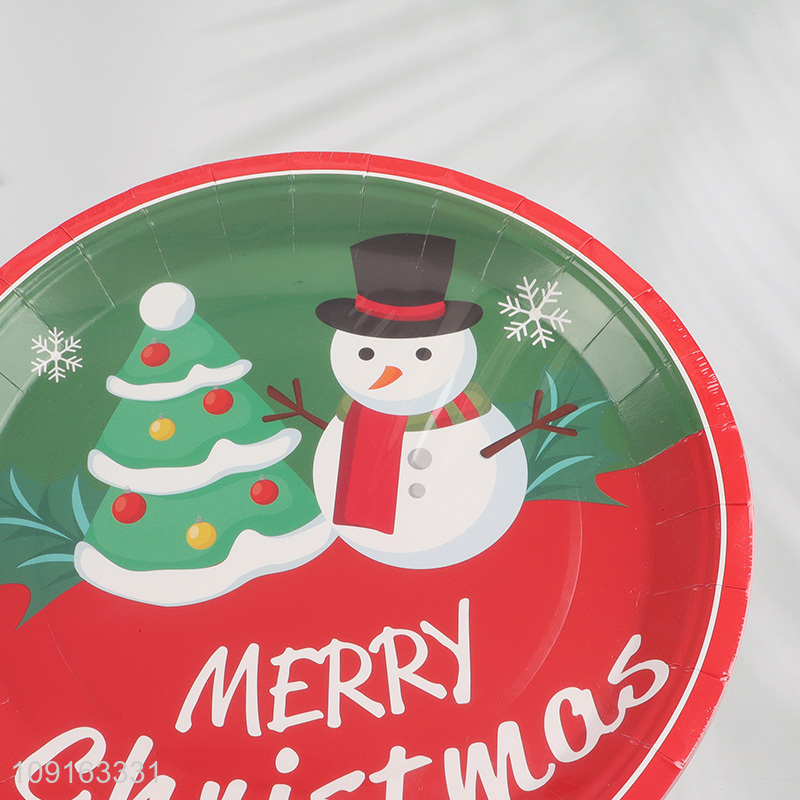 New Product 10 Pieces 9 Inch Disposable Christmas Plates Paper Cake Dessert Plates