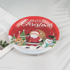 Good Quality 10 Pieces 9 Inch Disposable Christmas Party Plates Paper Cake Plates