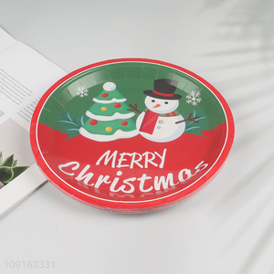 New Product 10 Pieces 9 Inch Disposable Christmas Plates Paper Cake Dessert Plates