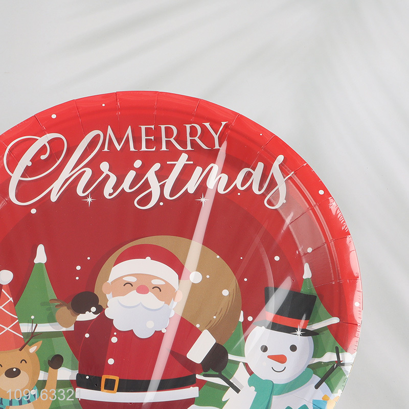 Good Quality 10 Pieces 9 Inch Disposable Christmas Party Plates Paper Cake Plates