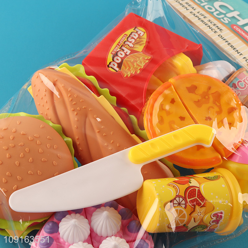 New product kids pretend play set toys food cutting toys fast food toys