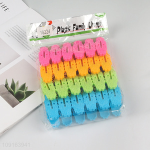 New Product 24PCS Colorful Plastic Clothes Pins Heavy Duty Clothes Pegs