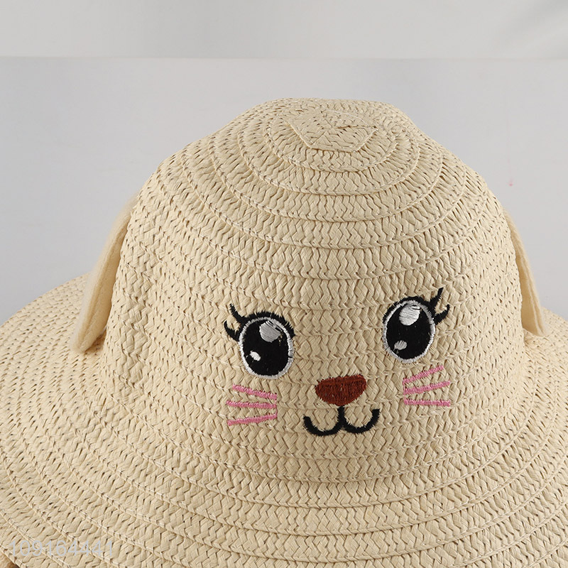 Good quality cartoon cute girls sun hat straw hat for summer