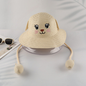 Good quality cartoon cute girls sun hat straw hat for summer