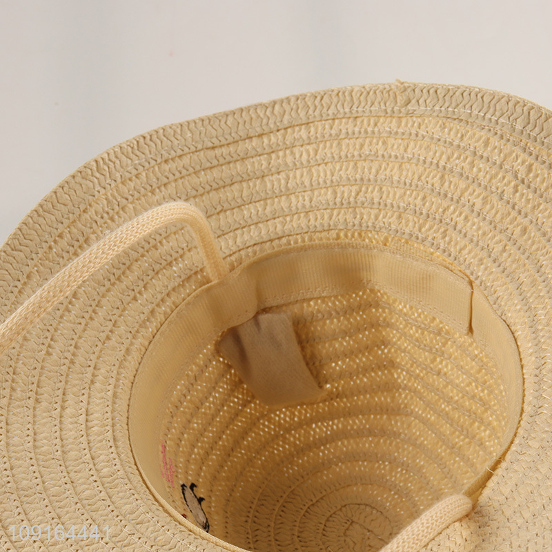 Good quality cartoon cute girls sun hat straw hat for summer