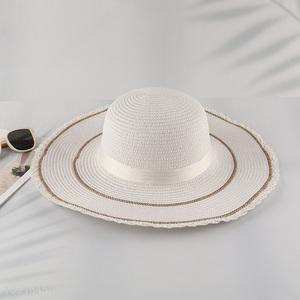 China wholesale white fashion women sun hat straw hat