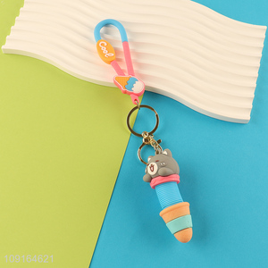 Best selling cartoon panda plastic keychain key ring wholesale
