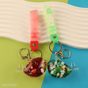 Low price plastic creative pendant keychain key ring