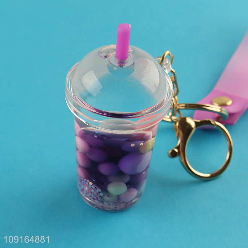 Top selling multicolor bubble tea cup keychain key ring