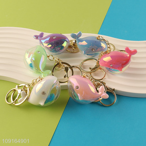 Top quality whale shape multicolor pendant keychain key ring