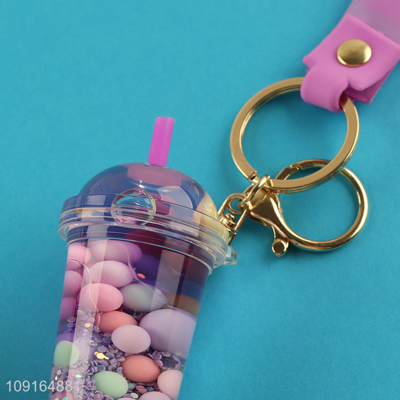 Top selling multicolor bubble tea cup keychain key ring