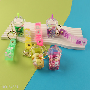 Top selling multicolor bubble tea cup keychain key ring
