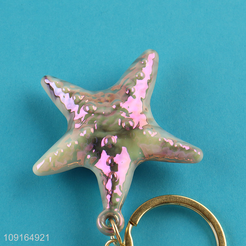 Top selling starfish shape pendant keychain key ring for gifts