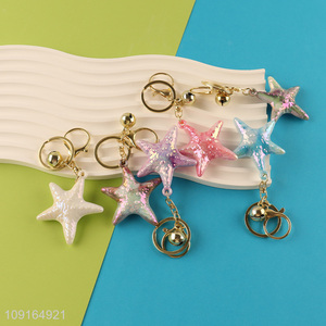 Top selling starfish shape pendant keychain key ring for gifts