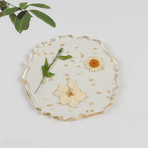 Good Quality Epoxy Resin Dried Flower Coasters for Home Decoration
