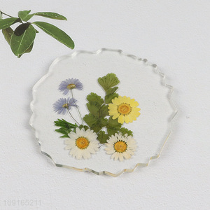 China Imports Epoxy Resin Dried Flower Coasters Housewarming Gifts
