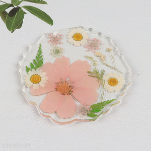 New Product Dried Flower Drink Coasters Epoxy Resin Flower Coasters