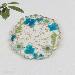 New Arrival Epoxy Dried Flower Coasters for Coffee Table Decoration