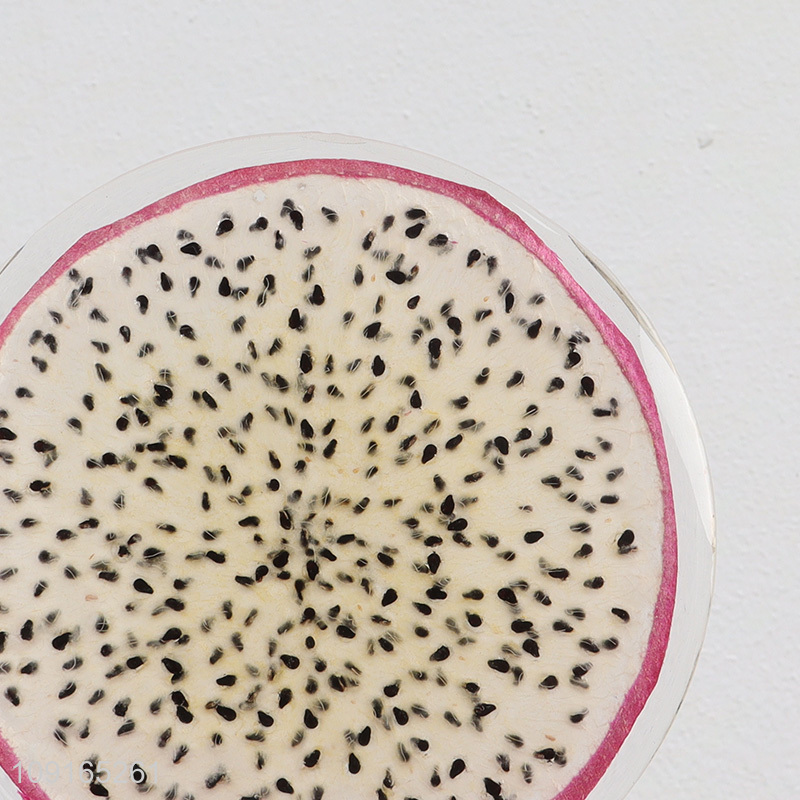 High Quality Dragon Fruit Slice Cup Coasters Round Resin Coasters