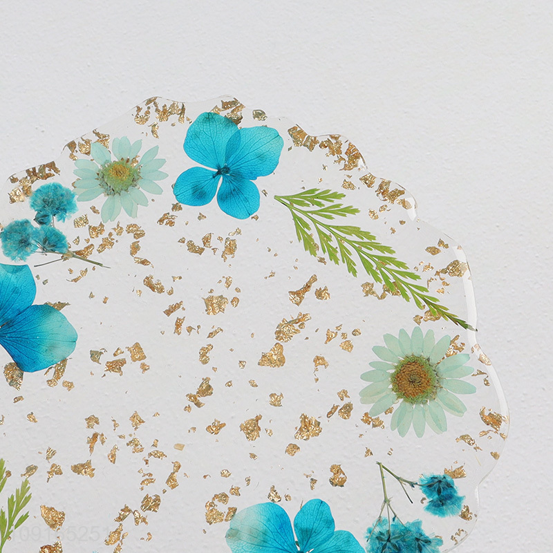 New Arrival Epoxy Dried Flower Coasters for Coffee Table Decoration