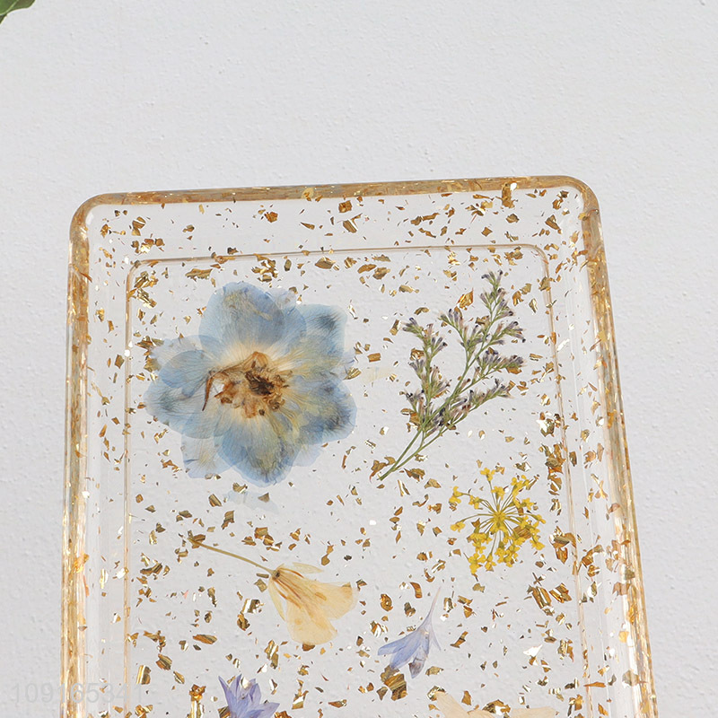 New Product Dried Flower Jewelry Tray Resin Trinket Tray Ring Dish