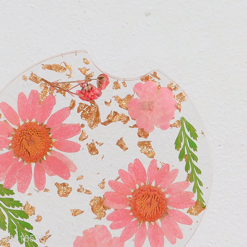 New Product Dried Flower Car Cup Holder Coasters Resin Cup Coasters