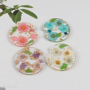 New Product Dried Flower Car Cup Holder Coasters Resin Cup Coasters