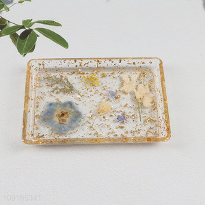 New Product Dried Flower Jewelry Tray Resin Trinket Tray Ring Dish