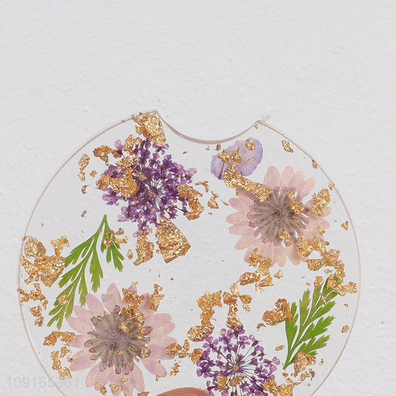 New Product Dried Flower Car Cup Holder Coasters Resin Cup Coasters