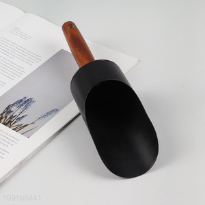 Factory Supply Carbon Steel Pet Food Scoop with Wooden Handle