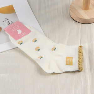 China Imports Women's Socks Cute Cotton Ruffle Socks Ankle Socks