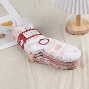Good Quality 3 Pairs Women's Slipper Socks Winter Fuzzy Slipper Socks