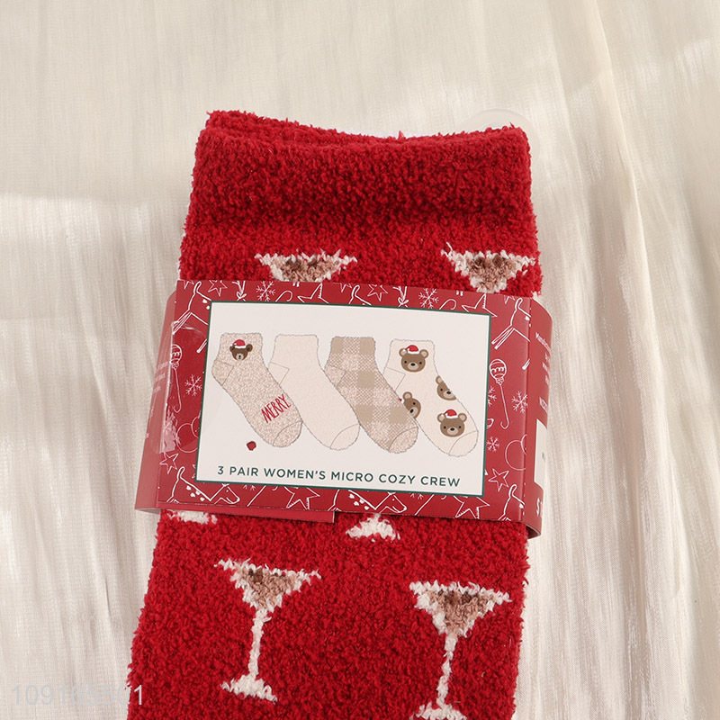 New Product 3 Pairs Women's Slipper Socks Winter Cozy Slipper Socks