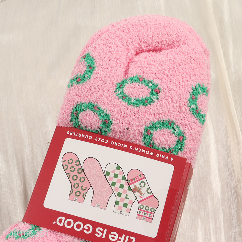 Good Quality 4 Pairs Women's Fuzzy Socks Winter Warm Cozy Ankle Socks