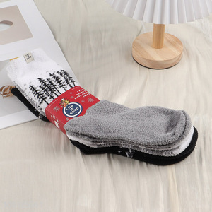 New Arrival 4 Pairs Women's Slipper Socks Winter Cozy Fuzzy Slipper Socks