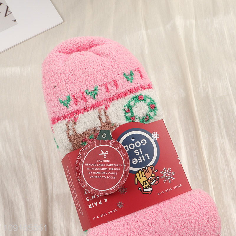 Good Quality 4 Pairs Women's Fuzzy Socks Winter Warm Cozy Ankle Socks