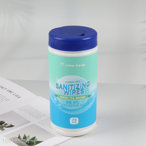 Good Quality 75PCS Disposable Sterilizing Wipes Gree Tea Scented Wet Wipes