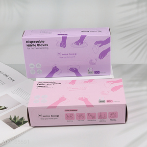 Hot Selling 100 Pieces Disposable Nitrile Gloves Multi-Purpose Household Gloves