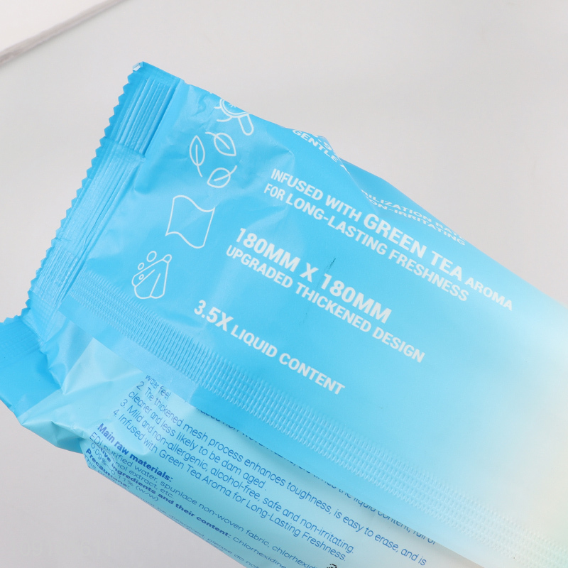 New Arrival 75PCS Gree Tea Scented Sterilizing Wipes Alcohol Free Wet Wipes