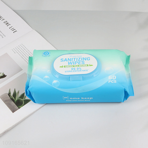 Hot Selling 60PCS Sterilizing Wipes Gree Tea Scented Alcohol Free Wet Wipes