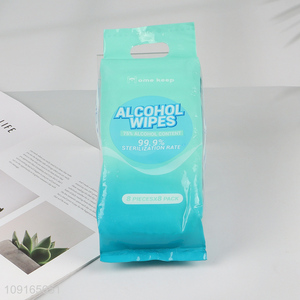 Factory Price 8X8PCS Mini Alcohol Wet Wipes Disposable Disinfectant Wipes
